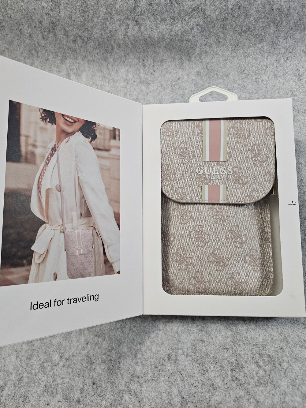 Guess Pink and Cream Monogram Phone Case Crossbody
